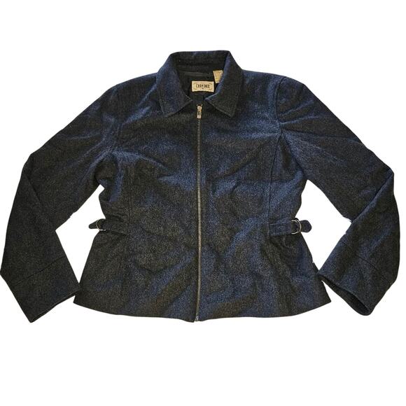 2/$30 Pres de Chamonix Dark Grey Zippered Wool Cashmere Nylon Jacket Size Large - Picture 1 of 9